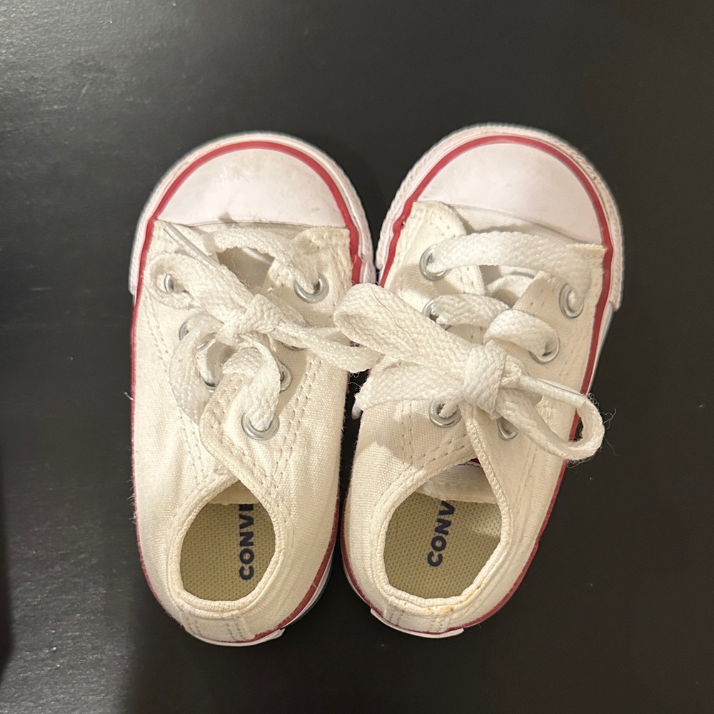 Converse Kids Cream and Red Sneakers